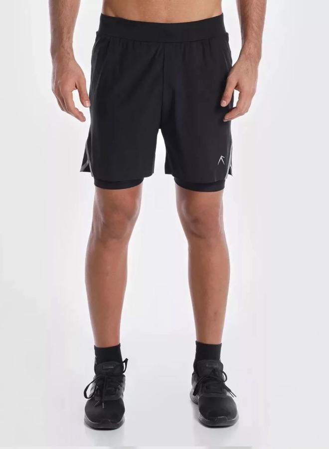 Wizard Men Black 2 in 1 Running Shorts - Image 1