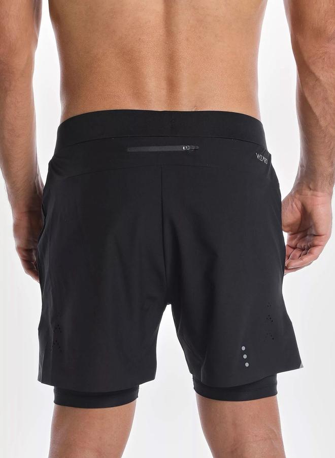 Wizard Men Black 2 in 1 Running Shorts - Image 5
