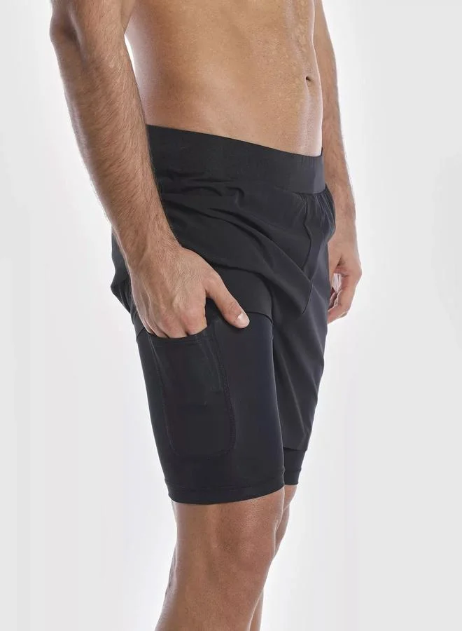 Wizard Men Black 2 in 1 Running Shorts