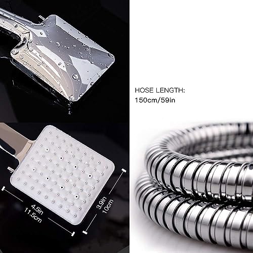 Newentor® Handheld High Pressure 6 Spray Modes/Settings Detachable Chrome Finish Square Shower Head with Stainless Steel Hose and Multi-Angle Adjustable Shower Stand - Image 4