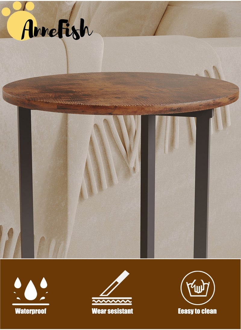 AnneFish - 3Pcs Coffee Service Table Set Round Sofa Side Nesting Table End Table For Home Living Room Bedroom Small Coffee Table Couch Table Metal Frame Easy Assembly - Image 1