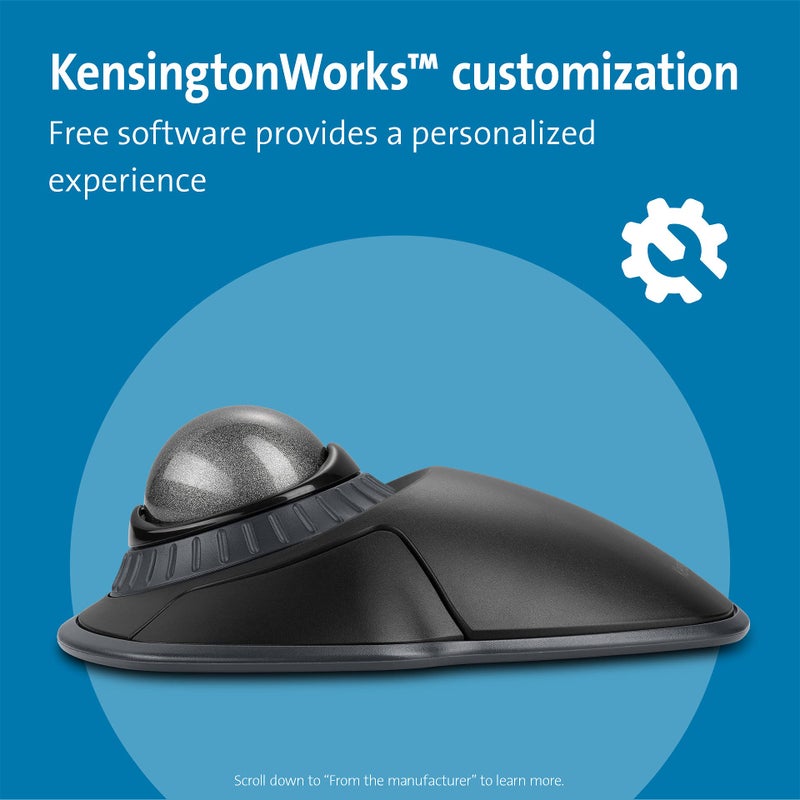 Kensington Kensington Orbit Wireless Trackball with Scroll Ring - Space Gray (K72675WW),Black/Grey  - Image 4