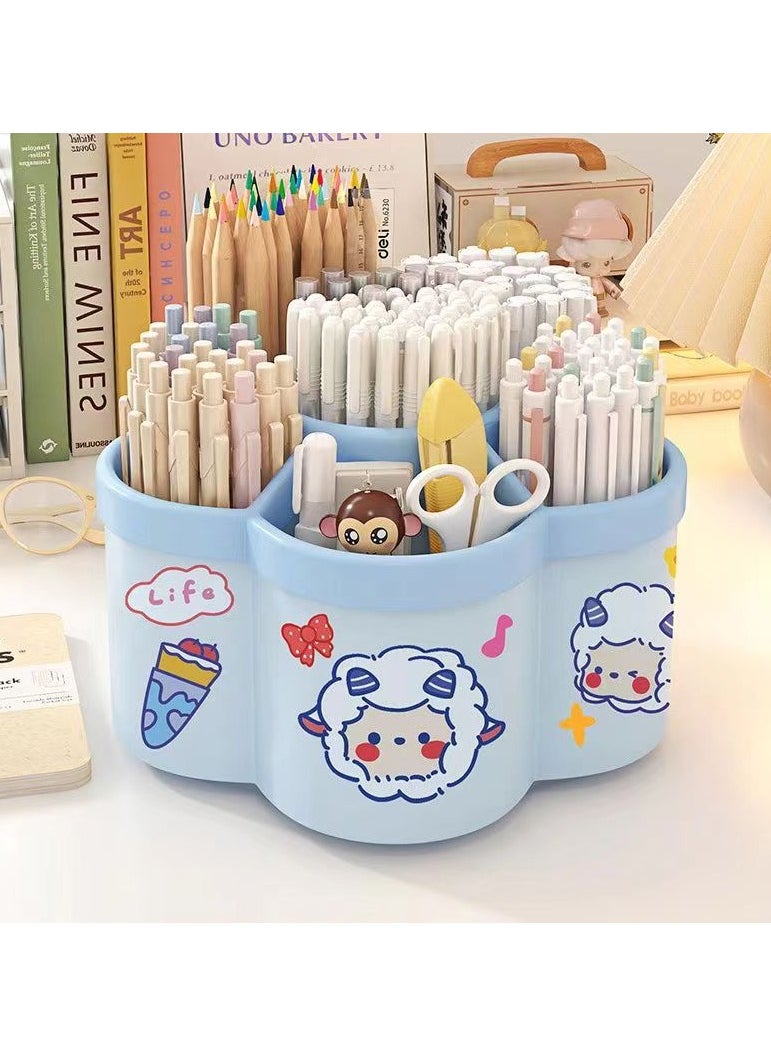 BenQuand Desk Pen Organizer Container with 6 Slots, 360°Rotating Pencil Pen Holder With Large-capacity for Desk Organizer, Pencil Holder for Desk, Office, School, Home Use  - Image 1