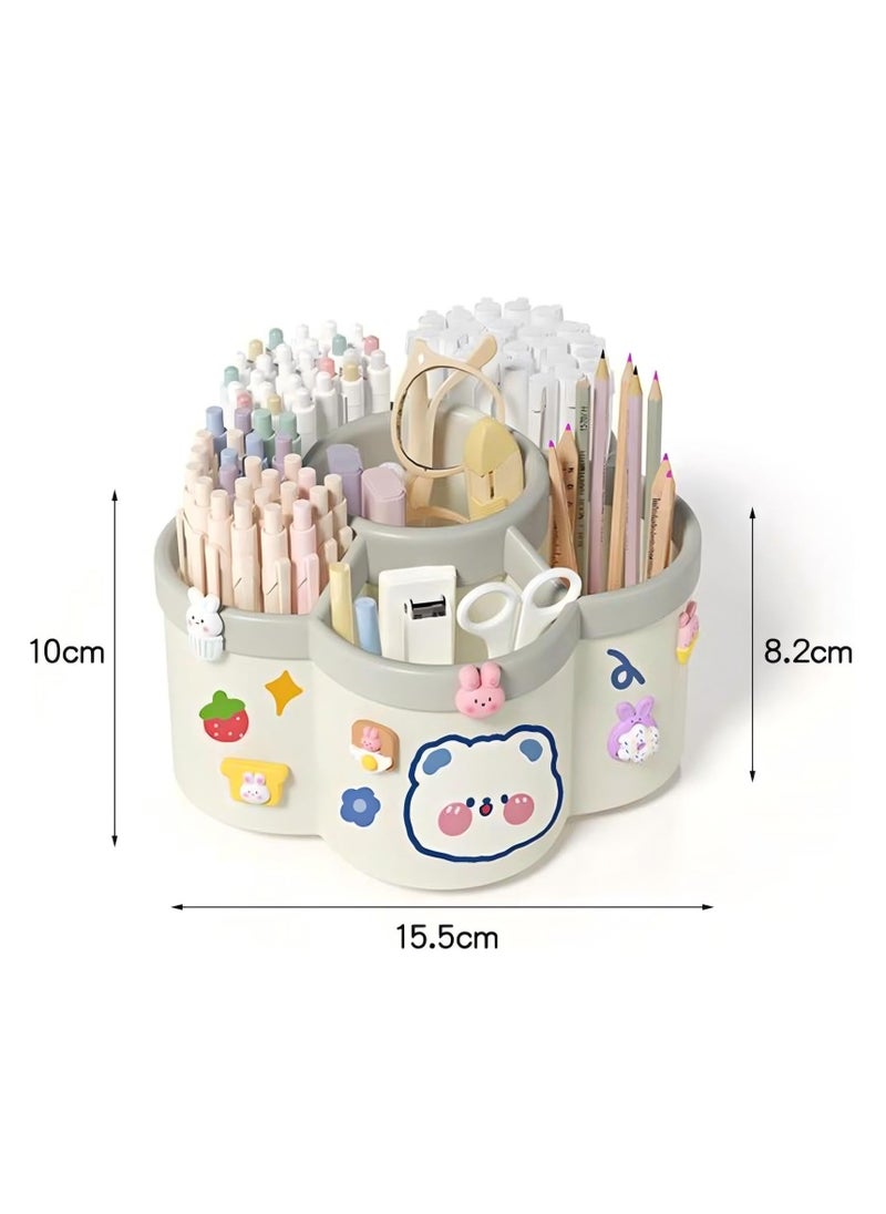 BenQuand Desk Pen Organizer Container with 6 Slots, 360°Rotating Pencil Pen Holder With Large-capacity for Desk Organizer, Pencil Holder for Desk, Office, School, Home Use  - Image 3