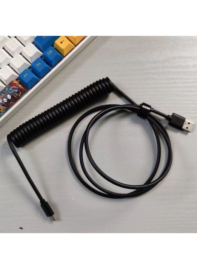 Customized Aviation Plug Line Mechanical Keyboard Data Cable Extension Fixed Rod Counterweight Rod Spring Typec Spiral USB-Color:Classic Black-high-end Metal One-piece - Image 1