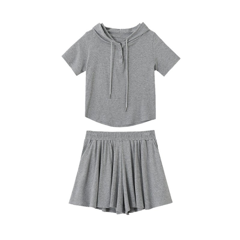 High-End Drawstring Hooded Short Sleeve Tracksuit Set for Women Summer Korean Style - Image 5