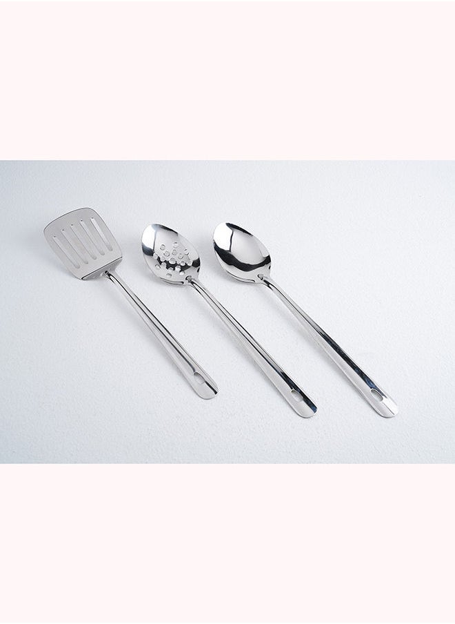 Pan Home - Essentials Set Of 3 Serving Tools | Chrome | Food Safe, Mirror Finish - Image 1