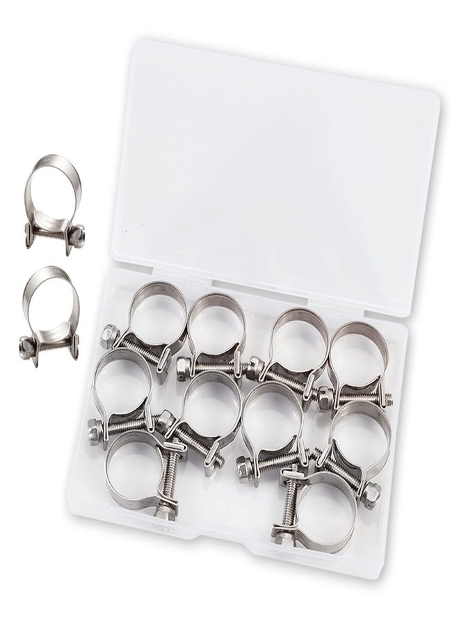 LEONTOOL 10pcs Stainless Steel Mini Fuel Line Pipe Hose Clamp Clip 18-20mm (23/32" - 3/4" Dia) - Automotive Hose Clamps - Image 1