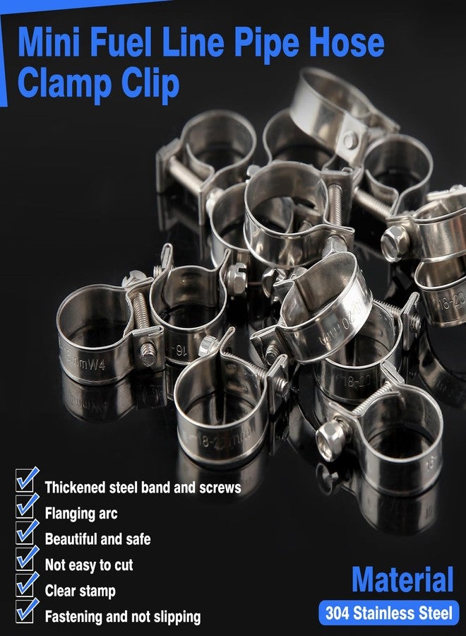 LEONTOOL 10pcs Stainless Steel Mini Fuel Line Pipe Hose Clamp Clip 18-20mm (23/32" - 3/4" Dia) - Automotive Hose Clamps - Image 2