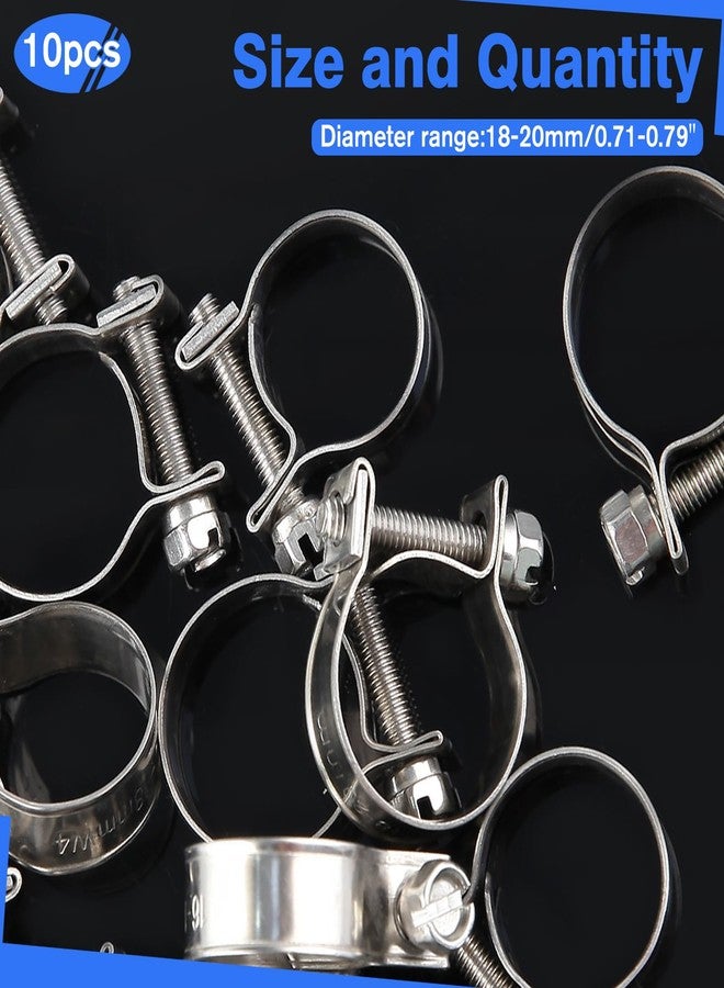 LEONTOOL 10pcs Stainless Steel Mini Fuel Line Pipe Hose Clamp Clip 18-20mm (23/32" - 3/4" Dia) - Automotive Hose Clamps - Image 3