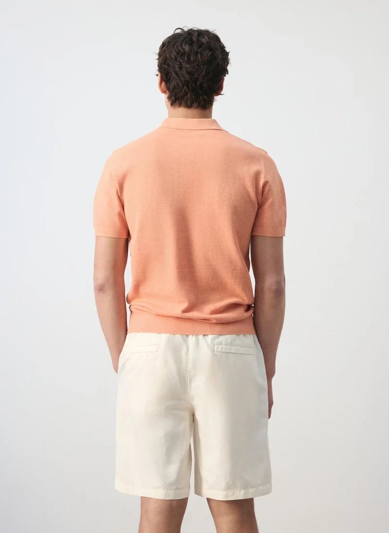 Mango Man Fine-knit polo with microstructure