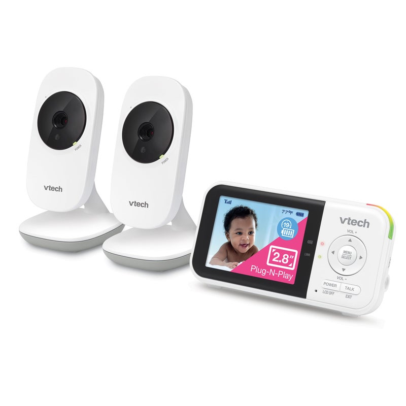 VTech VM819-2 Baby Monitor, 2.8â€ Screen, 2 Cameras, 1000ft Range, Night Vision, 2-Way Audio, Temperature Sensor, Lullabies, Secured Transmission No WiFi - Image 1