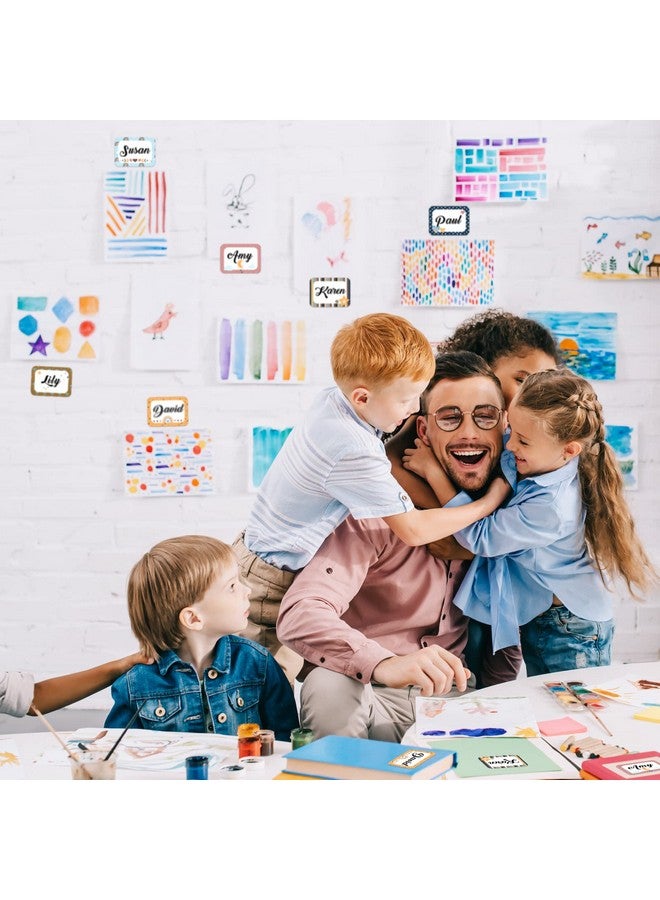 Nezyo 144 Pieces Boho Rainbow Name Tag Stickers For Kids Students Rainbow Adhesive Name Stickers Tag Desk Labels In 6 Designs For Classroom School Office 3.5 X 2.5 Inches (Modern Style) 144 Pcs - Image 5