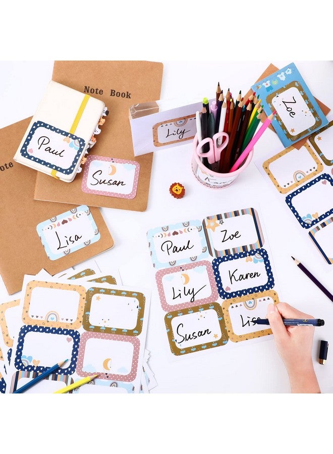 Nezyo 144 Pieces Boho Rainbow Name Tag Stickers For Kids Students Rainbow Adhesive Name Stickers Tag Desk Labels In 6 Designs For Classroom School Office 3.5 X 2.5 Inches (Modern Style) 144 Pcs - Image 4