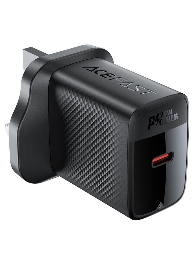 ACEFAST Fast Charge Wall Charger A105, GaN PD25W Maximum 0utput, Single USB-C Port, Special Shell Texture Design, UK plug - Black - Image 2