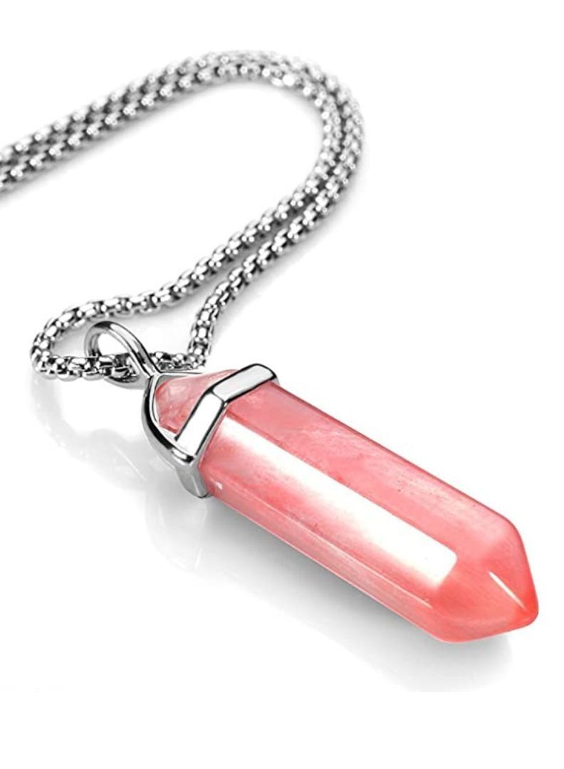 Cherry Quartz Necklace Gemstone Pendant Hexagonal Crystal pendant - Image 2