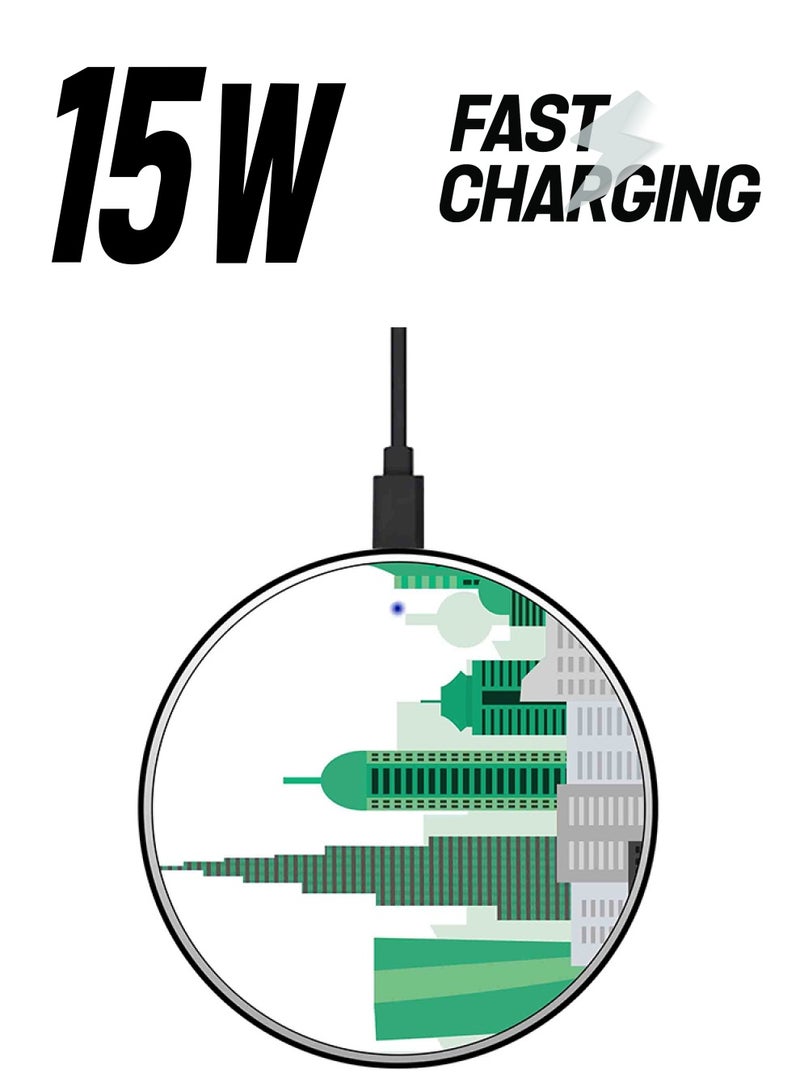 Theodor Vector Towers Printed Fast Wireless Charger With USB Cable Multicolour - Image 1