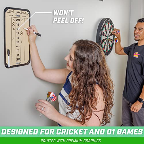 GoSports Dry Erase Steel Darts Scoreboard - Cricket and 01 Dart Games with 2 Magnetic Markers - Image 3