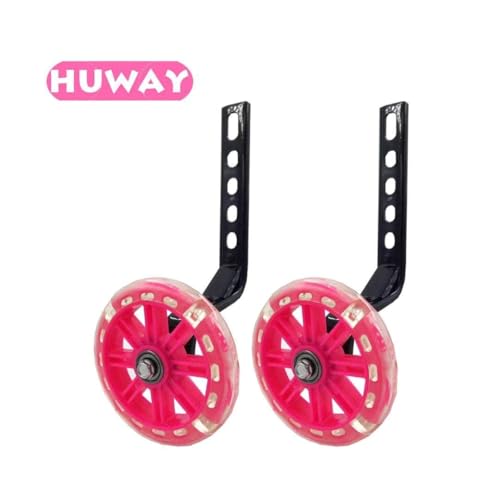 HUWAY training wheels flash mute wheel bicycle stabiliser mounted Kit compatible for bikes of 12 14 16 18 20 Inch， 1 Pair(Pink) - Image 3