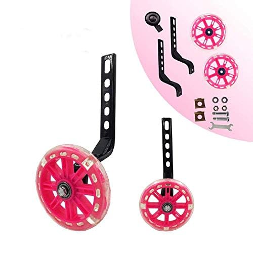 HUWAY training wheels flash mute wheel bicycle stabiliser mounted Kit compatible for bikes of 12 14 16 18 20 Inch， 1 Pair(Pink) - Image 2