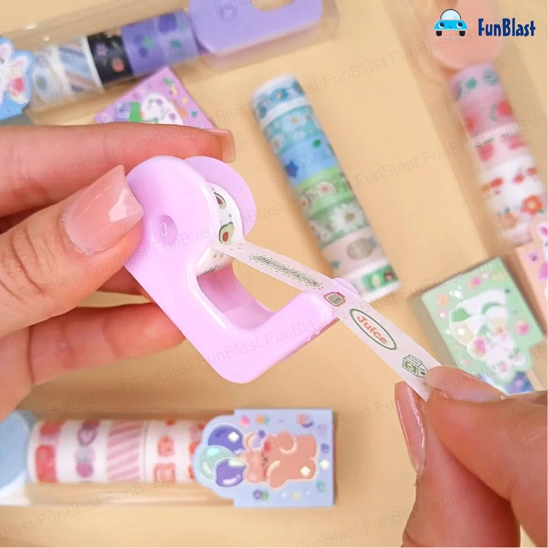 FunBlast Washi Tape Set – 24 Pcs Mini Decorative Masking with Dispenser, Paper Tape for Scrapbooking, Planners, Card, Gift Wrapping, DIY Decoration Tapes for and Art & Craft