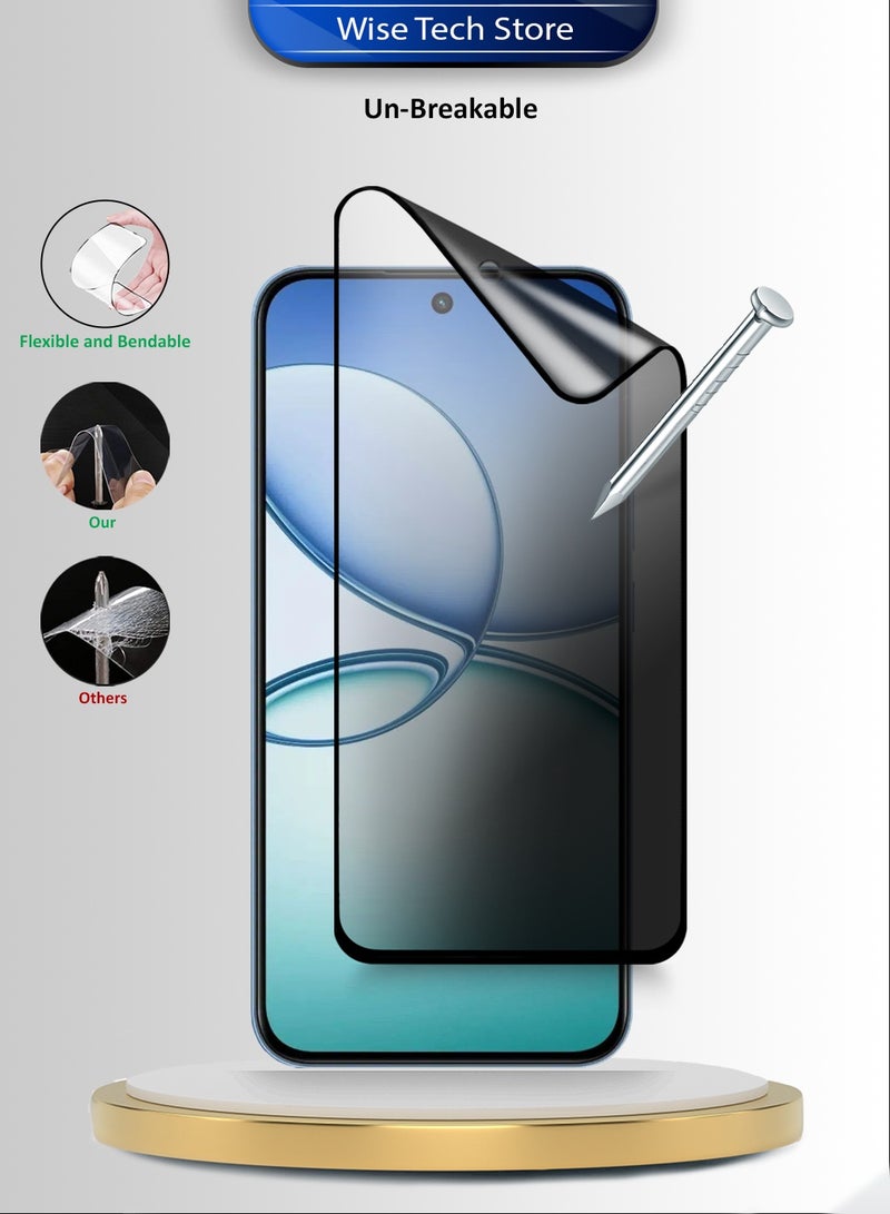 دبليو تيك ريلمي 15T 5G 2025 واقي شاشة فائق الجودة من السيراميك النانوي مع حماية الخصوصية، كامل الغراء، كامل التغطية، مطفي ومرن (MSCNMP) - شفاف/أسود - Image 3