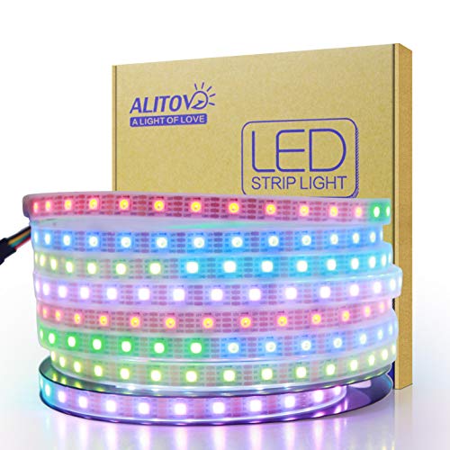 ALITOVE 12V WS2815 Addressable LED Strip Lights Outdoor Dual Signal 16.4FT 300LEDs Upgraded WS2812B WS2811 Programmable RGB Chasing LED Light Strip Waterproof IP67 for DIY Decor(No Power & Controller) - Image 1
