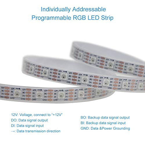 ALITOVE 12V WS2815 Addressable LED Strip Lights Outdoor Dual Signal 16.4FT 300LEDs Upgraded WS2812B WS2811 Programmable RGB Chasing LED Light Strip Waterproof IP67 for DIY Decor(No Power & Controller) - Image 4
