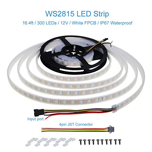ALITOVE 12V WS2815 Addressable LED Strip Lights Outdoor Dual Signal 16.4FT 300LEDs Upgraded WS2812B WS2811 Programmable RGB Chasing LED Light Strip Waterproof IP67 for DIY Decor(No Power & Controller) - Image 2