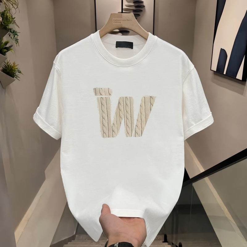 American fashion brand high street letter print pure cotton short-sleeved T-shirt men's summer new loose and versatile ins half-sleeved top - Image 3