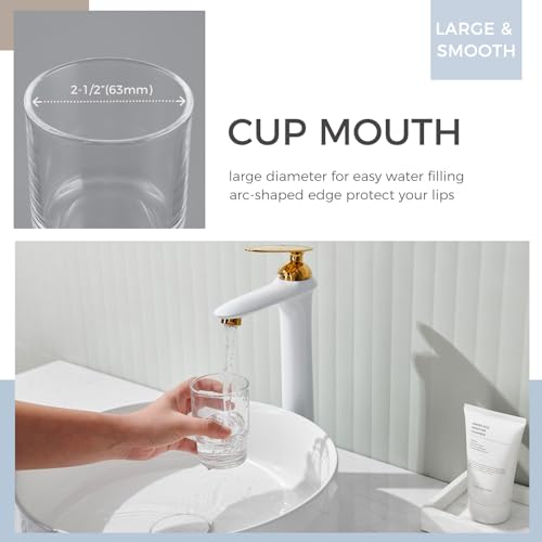 Aomasi Bathroom Glass Cup, Aomasi Transparent Toothbrush & Toothpaste Holder, Mouthwash Tumbler Cup Drinking Mug Glassware - Image 3