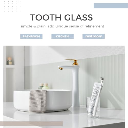 Aomasi Bathroom Glass Cup, Aomasi Transparent Toothbrush & Toothpaste Holder, Mouthwash Tumbler Cup Drinking Mug Glassware - Image 2