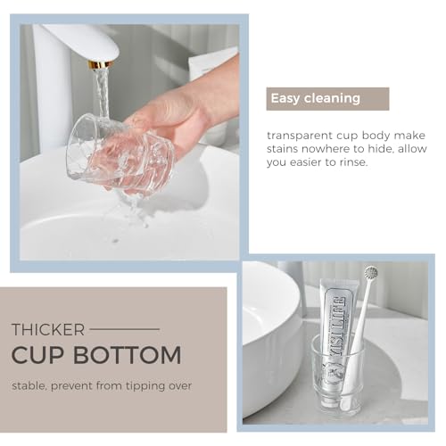 Aomasi Bathroom Glass Cup, Aomasi Transparent Toothbrush & Toothpaste Holder, Mouthwash Tumbler Cup Drinking Mug Glassware - Image 4