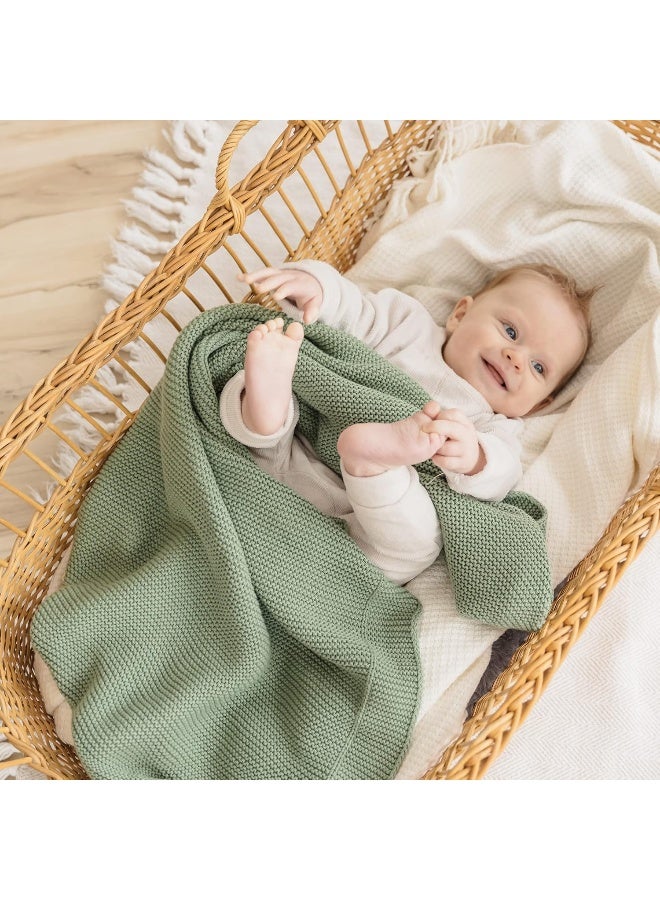 Natemia Knitted Baby Receiving Blanket, Ultra Soft Organic Cotton 30â€x 40â€ Stroller and Nap Time Toddler Blanket - Image 2