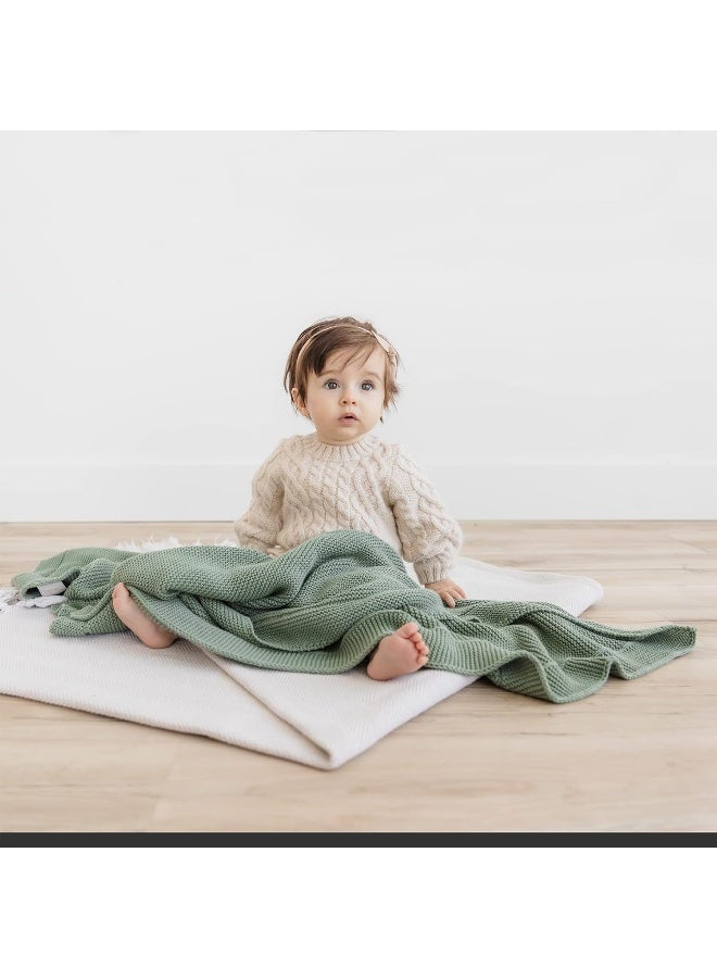 Natemia Knitted Baby Receiving Blanket, Ultra Soft Organic Cotton 30â€x 40â€ Stroller and Nap Time Toddler Blanket - Image 3