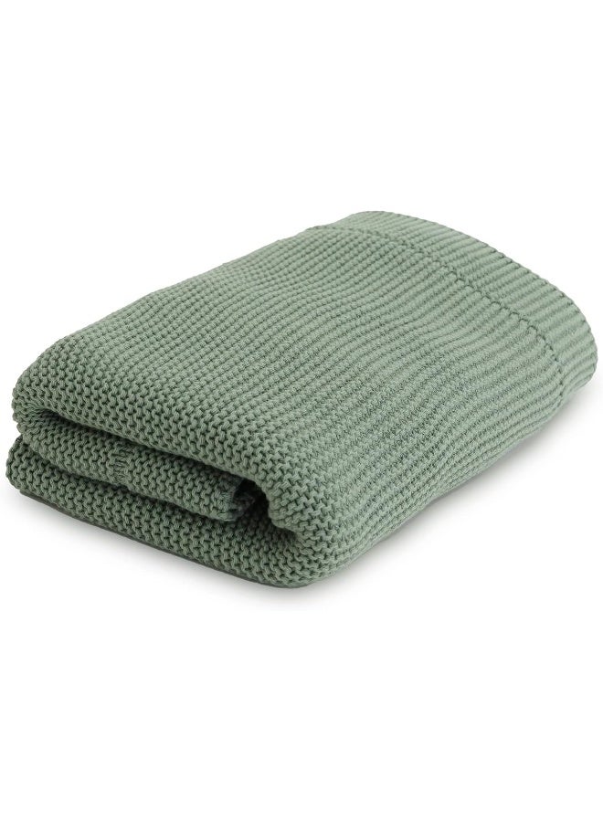 Natemia Knitted Baby Receiving Blanket, Ultra Soft Organic Cotton 30â€x 40â€ Stroller and Nap Time Toddler Blanket - Image 1