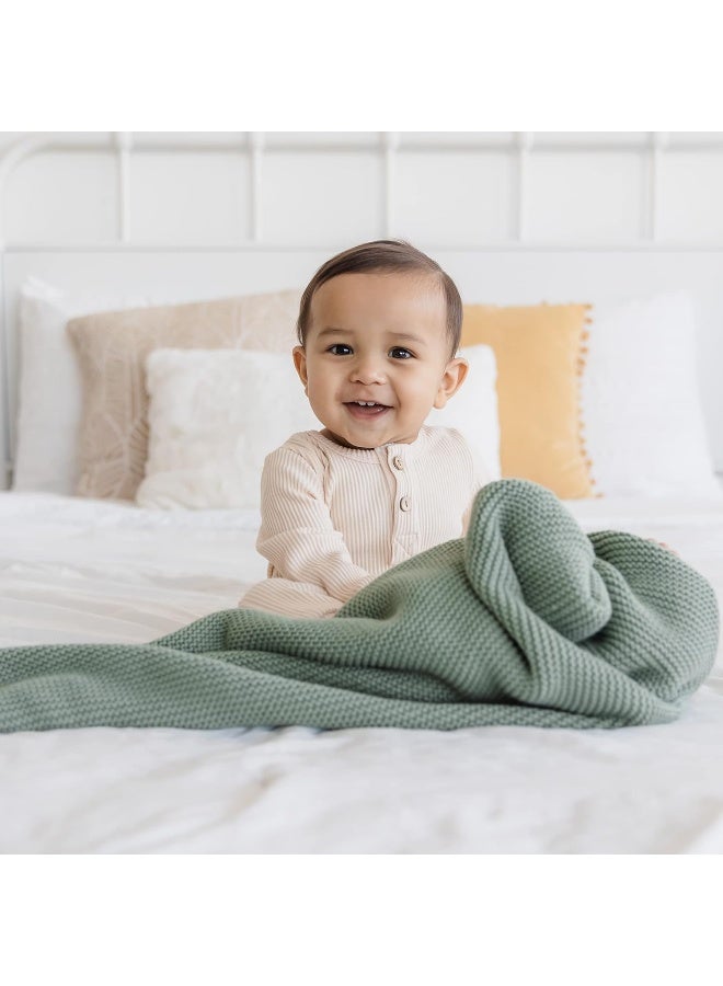 Natemia Knitted Baby Receiving Blanket, Ultra Soft Organic Cotton 30â€x 40â€ Stroller and Nap Time Toddler Blanket - Image 4