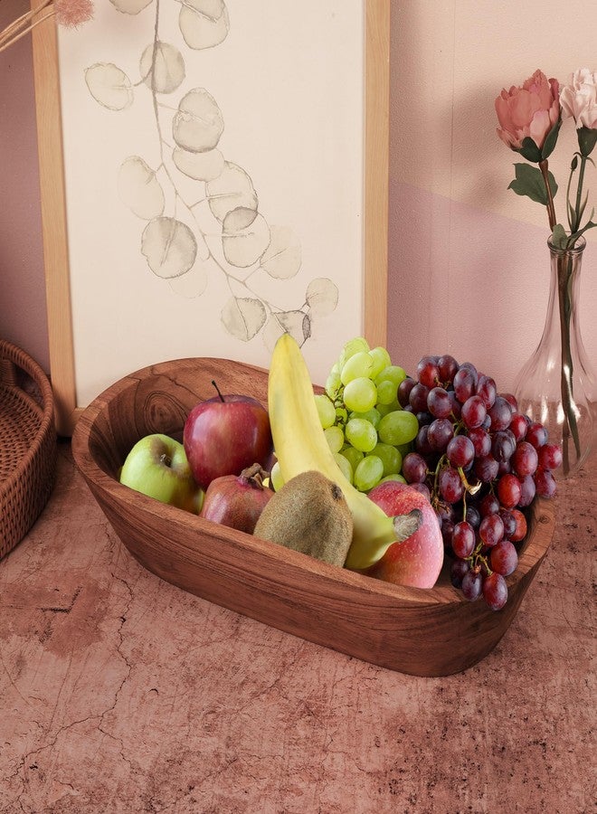 Luxe Designs Wooden Dough Bowl – Handmade Decorative Bowls for Home Decor, Bathroom, Kitchen Counter & More - Acacia Wood Large Dough Bowl Fits Cosmetics, Keys & Other Knick Knacks – Great Boho Home Decorations - Image 5