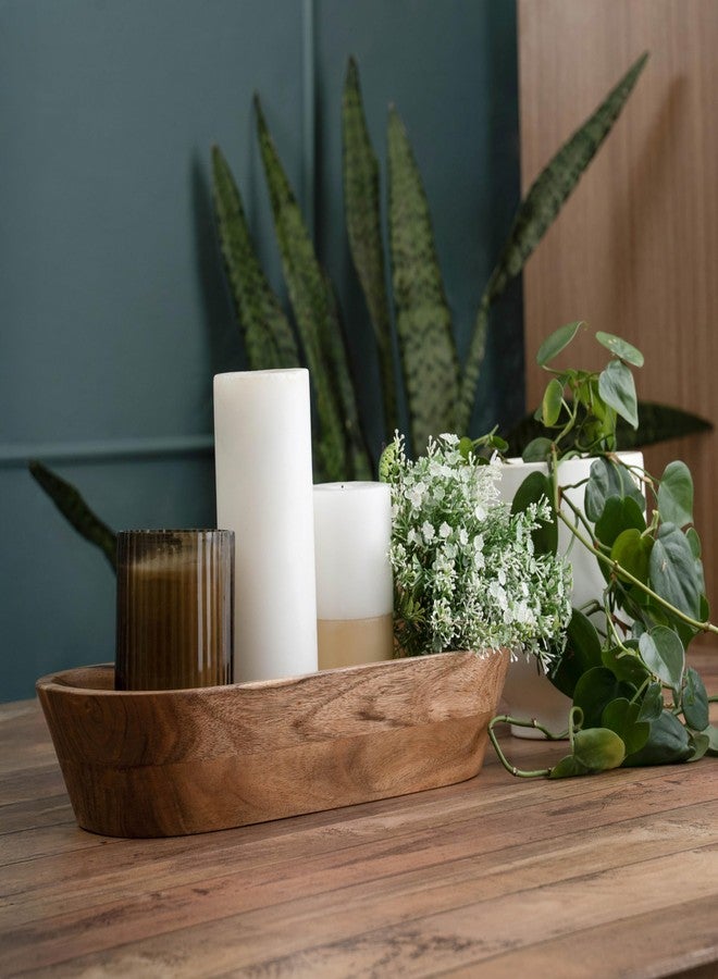 Luxe Designs Wooden Dough Bowl – Handmade Decorative Bowls for Home Decor, Bathroom, Kitchen Counter & More - Acacia Wood Large Dough Bowl Fits Cosmetics, Keys & Other Knick Knacks – Great Boho Home Decorations - Image 4