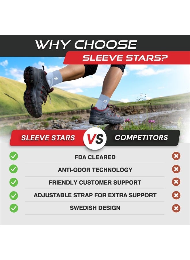 SS SLEEVE STARS Brace for Women And Men, Plantar Fasciitis Relief for Ankle Compression Sleeve With Ankle Support Strap, Tendonitis, Sprain And Heel Protector - Pair And Light Blue  - Image 4