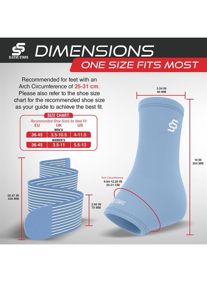 SS SLEEVE STARS Brace for Women And Men, Plantar Fasciitis Relief for Ankle Compression Sleeve With Ankle Support Strap, Tendonitis, Sprain And Heel Protector - Pair And Light Blue  - Image 5