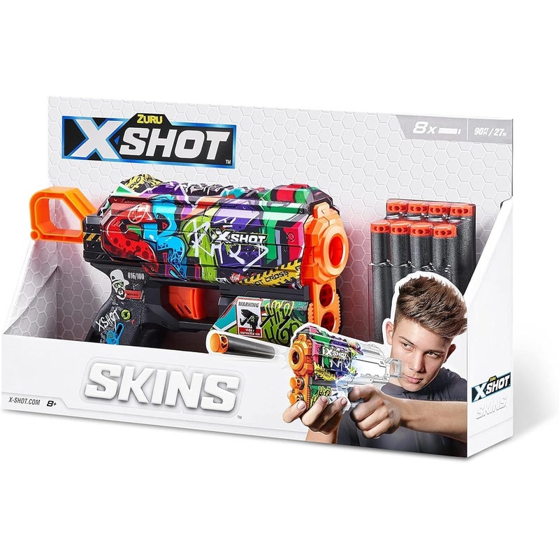 Zuru - X-Shot Skins Flux Dart Blaster Illustrate 8 Foam Bullets - 36516 - Image 1