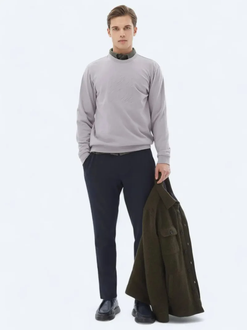 كيب بنطال رياضي كاجوال بلون كحلي منسوج بقصة مريحة