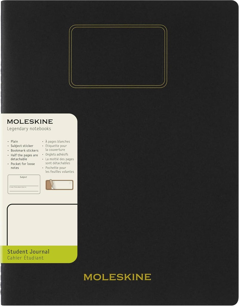 MOLESKINE Student Cahier Notebook XXL Size Plain Pages Black Cover 80 Pages - Image 1