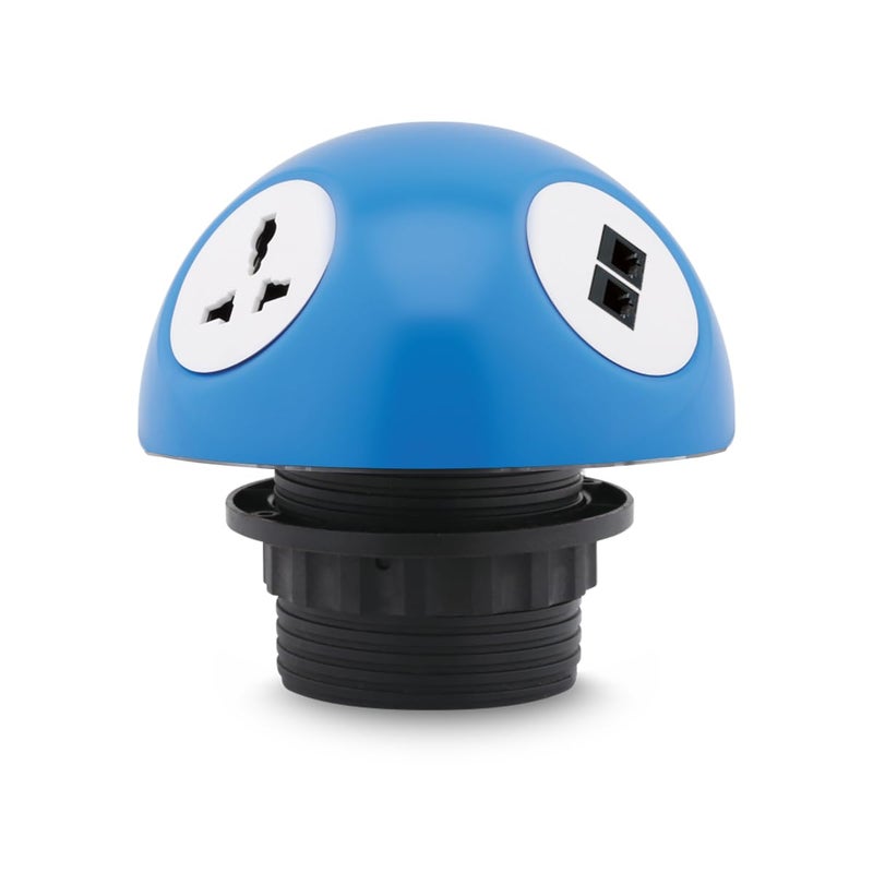 MX Power Converter with 2 Universal Socket 2 CAT 6 Ports MultiPlug Pluto Grommet Power Hub Extension Socket with LED Glow Power Converter for Home Office Hotels and Other Public Spaces - Image 1