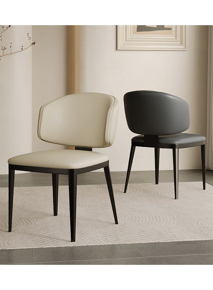 MAPLE HOME DECORATION Maple Home Leather Dining chair Armless Low Backrest Stable Cushion Seat Black Metal Legs Kitchen Living Restaurant Lounge Furniture  - Image 2