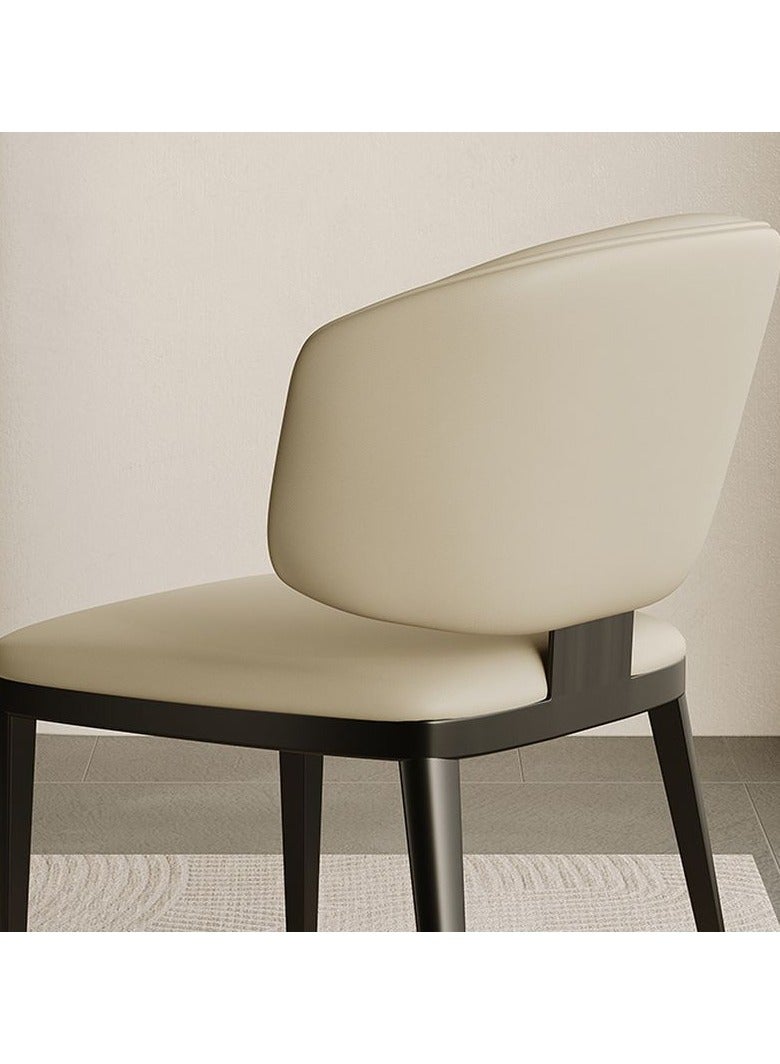 MAPLE HOME DECORATION Maple Home Leather Dining chair Armless Low Backrest Stable Cushion Seat Black Metal Legs Kitchen Living Restaurant Lounge Furniture  - Image 4