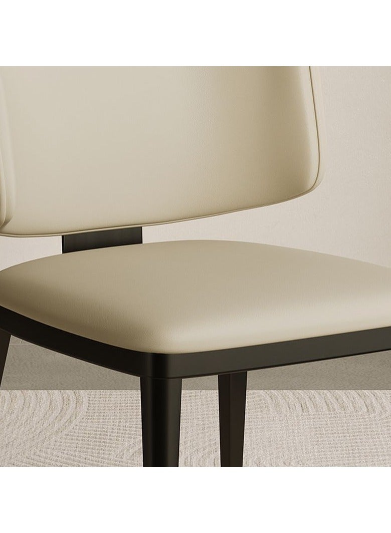 MAPLE HOME DECORATION Maple Home Leather Dining chair Armless Low Backrest Stable Cushion Seat Black Metal Legs Kitchen Living Restaurant Lounge Furniture  - Image 5