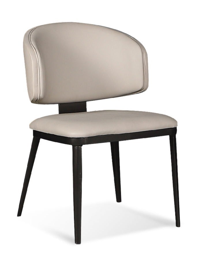 MAPLE HOME DECORATION Maple Home Leather Dining chair Armless Low Backrest Stable Cushion Seat Black Metal Legs Kitchen Living Restaurant Lounge Furniture  - Image 1