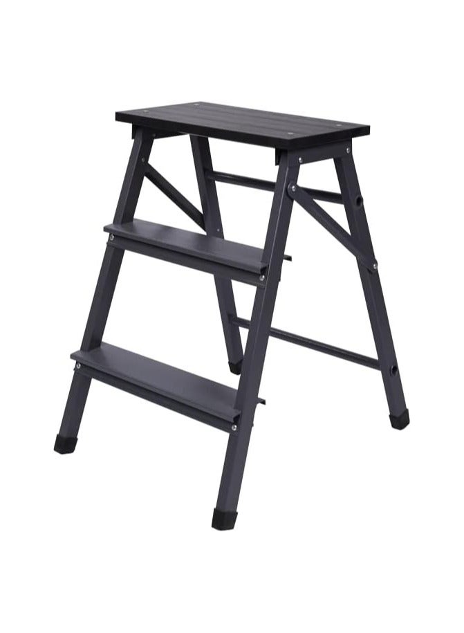 2-Step Kitchen Ladder – Small, Dark Grey, L-KT-2, Compact and Sturdy for Easy Reach - Image 1